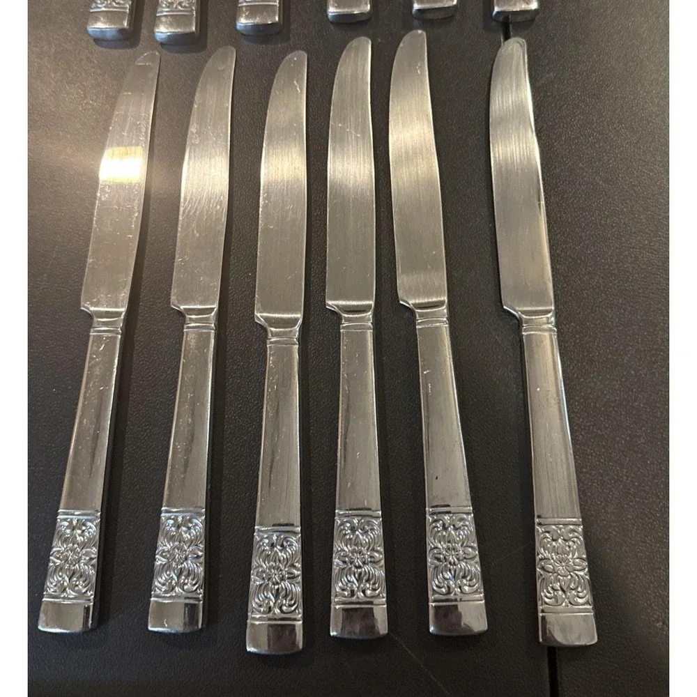 Reed Barton Harvest Bouquet Butter Serrated Knife Set Of ‎ 12 Flatware Stainless